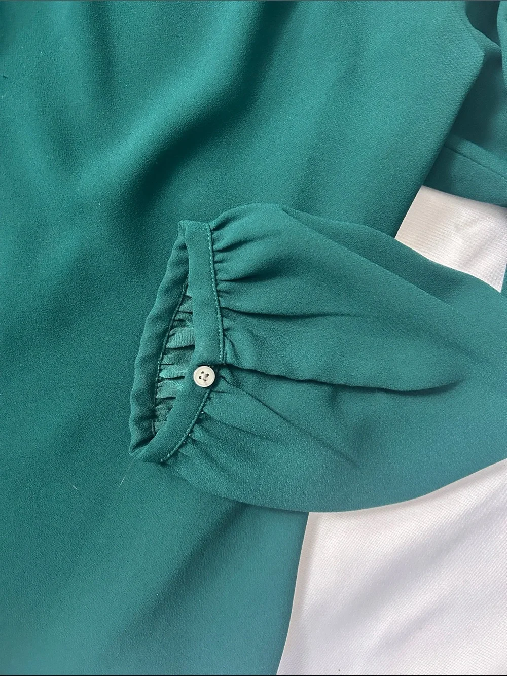 J Crew Green Ruffle-Neck Blouse - Women Tops